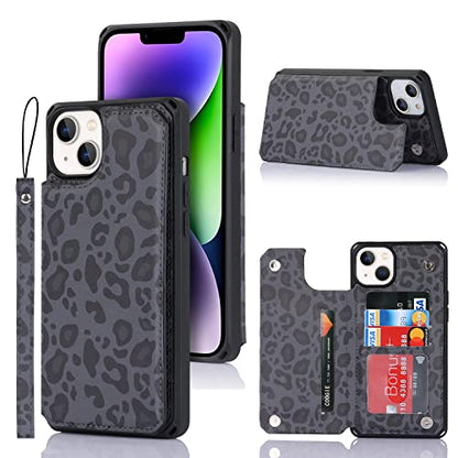 Cavor for iPhone 14 Wallet Case with Card Holder for Women Men, Black - color: E-Black