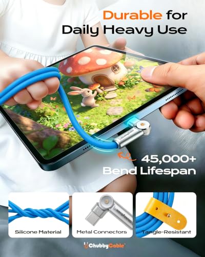 chubbycable RotateX 240W 180° Rotating USB C to USB C Cable, Blue, 3.3ft - color: Blue, size: 3.3ft (1m)