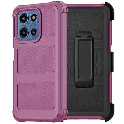 for Motorola Moto G 2026/2025 Case, for Moto G Play 2026 Case with Belt Clip Holster, Heavy Duty 2-Layer Protection, Anti-Drop, Shockproof Phone Cover (Wine Red) - color: Wine Red