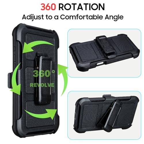 for Case iPhone 16 Pro Max Case with Belt Clip Holster Heavy Duty Black | Protective iPhone 16 ProMax Case Kickstand Shockproof Dustproof Port Sturdy Defender Cover for iPhone 16 Pro Max Cases Black - color: Black