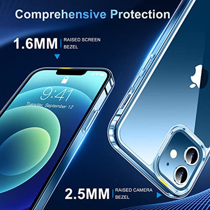 for iPhone 12 Case & iPhone 12 Pro Case, [Not Yellowing] [Ultra Slim] Lightweight Thin Shockproof Phone Case,Clear