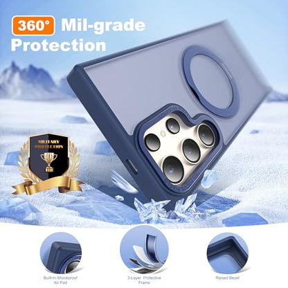 for Samsung Galaxy S22/S23 Ultra Case with Spin Stand,Blue | 360° Spin Magnetic Ring Stand,Compatible with Magsafe,Military Protection Phone Case - color: Blue, size: S22 Ultra & S23 Ultra