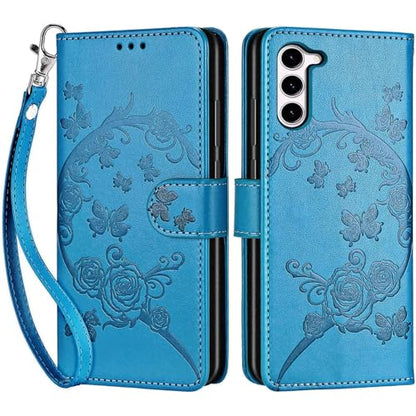 for Samsung Galaxy S23 Wallet case, Blue-Flower | 3 Card Holders, Kickstand, Shockproof TPU Shell, PU Leather, Magnetic Closure, Protective Flip Folio Cover, Women - color: 7