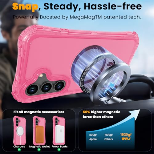 WRJ Magnetic Clear for Samsung Galaxy S26 FE Case,Samsung S25 FE Case [Fit for MagSafe][Military Grade Drop Protection] Translucent Shockproof Protective Phone Case-Hot Pink - color: Hot Pink, style: Transparent