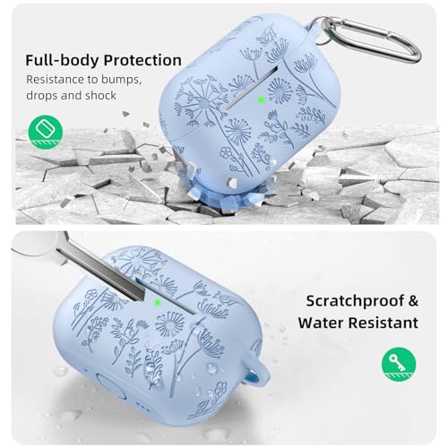 Lerobo for AirPods Pro 3 Case, Flower Engraved Soft Silicone Cover, Lilac - color: A-Lilac, size: AirPods Pro 3