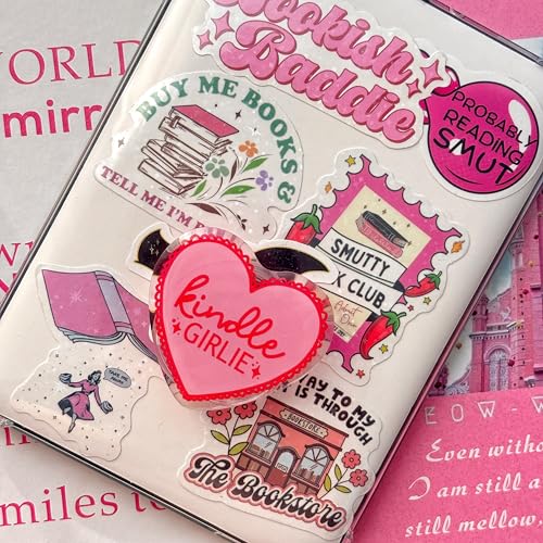 Herat Kindle Grip,Pink Accessories for Kindle,Phone Grip,Collapsible Stand Holder for Phone eReaders, Book Lover Gifts - color: Kindle Girlie adhesive