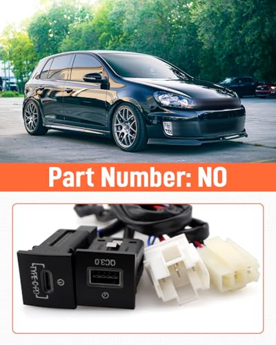 USB-C PD Charger for VW Golf GTI R-Line MK5 MK6, Jetta MK6, Scirocco, Touran 2006-2015 - Dual USB QC3.0 Charger with Quick Charge 3.0 Technology