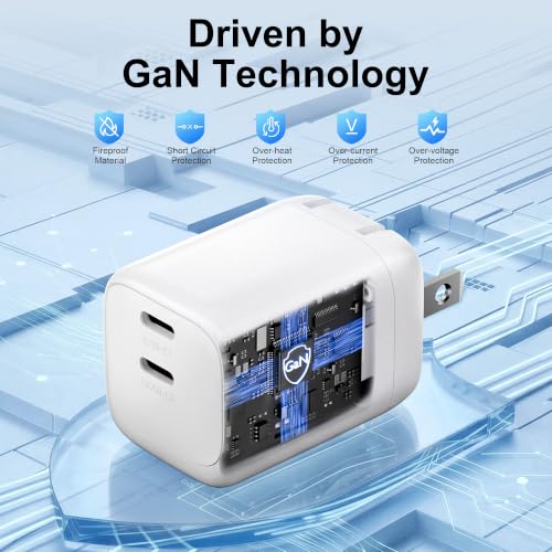USB C Charger 45W GaN Fast Charging Portable Block for iPhone, 2 Pack - color: White