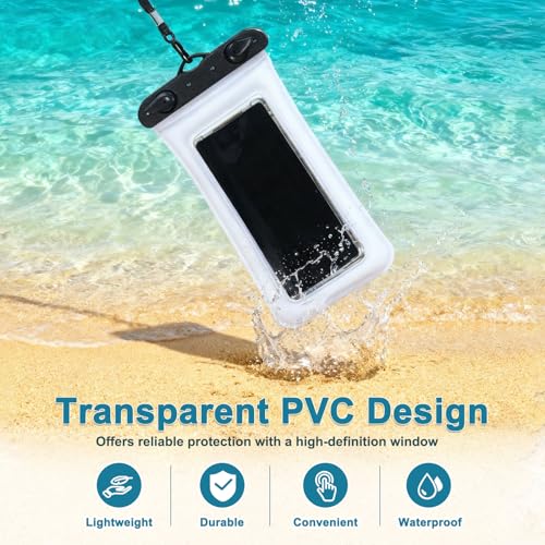 PATIKIL 3Pcs Waterproof Phone Pouch Floating No Sink Universal Cellphone Dry Bag Waterproof Phone Case for Kayaking Beach Swimming Hiking, White - color: White