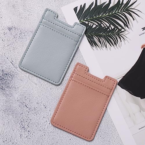 2Pack Phone Wallet,Leather Phone Card Holder Adhesive Stick On Credit Card Pocket for Back of Phone Case iPhone and Android-Pink,Blue - color: Pink,Sky Blue