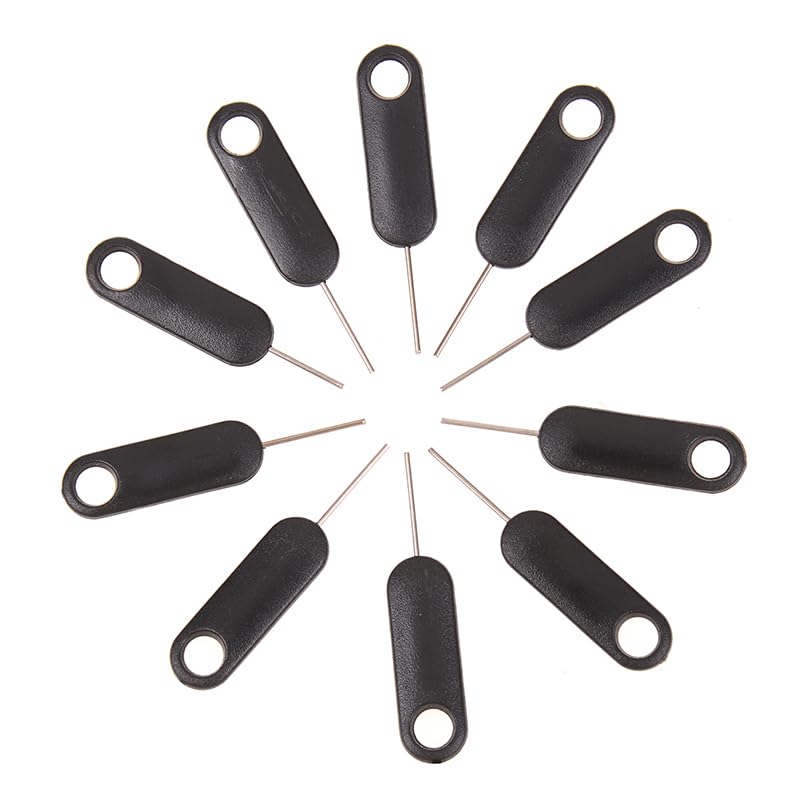 10 Pack SIM Card Pins with Keychain Hole - Universal Sim Card Tray Removal Tool