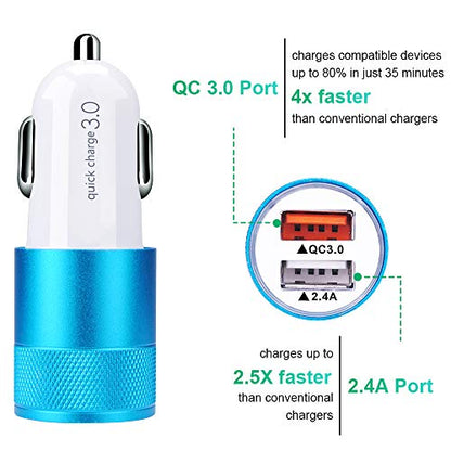 Fast Car Charger, Quick Charging 5.4A/30W Phone USB Car Charger Adapter - color: blue, style: USB A