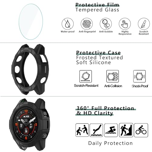 [1+4 Pack] Compatible with Garmin Fenix 7X / Fenix 7X Pro/Garmin Epix Pro(Gen 2) 51MM Screen Protector and Case, Tempered Glass Protective Film and Soft TPU Bumper Face Cover Set - color: for Fenix 7X/Fenix 7X Pro/Epix Pro(Gen 2) 51MM