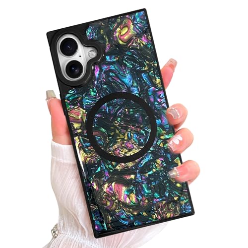 AIGOMARA Magnetic Rectangle for iPhone 16 Plus Case, Abalone Shell - color: Abalone, size: iPhone 16 Plus