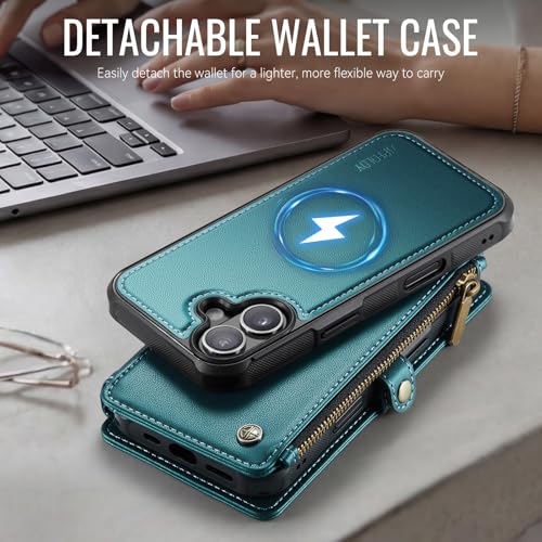 for iPhone 17 - Phone Case Wallet Magnetic Detachable, Turquoise - color: Turquoise, size: iPhone 17