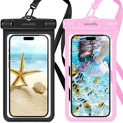Waterproof Phone Pouch Case - 2 Pack, Cell Phone Dry Bag for iPhone 14 13 12 11 Pro Max XS Plus XR, Galaxy S23 S22 S21, IPX8 Waterproof Phone Holder for Vacation Underwater Beach Necessities