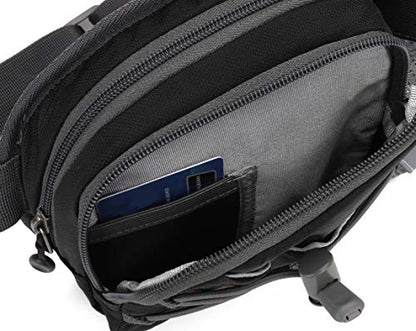 Waist Pack with Water Bottle Holder for Running Walking Hiking Fanny Pack - color: Black