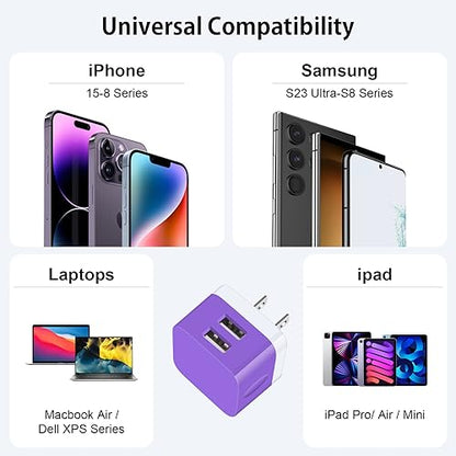 USB Wall Plug Pixel 10 Pro Fast Charger for Google Pixel 10 Pro/10 Pro XL/10 Pro Fold/10 9a/9 Pro/9 Pro XL/9 Fold 8 7a 7 Pro 7 6a 6,Flat Charging Block for iPhone 16 15 14 13 12,Samsung Galaxy A17 A16 - color: Purple