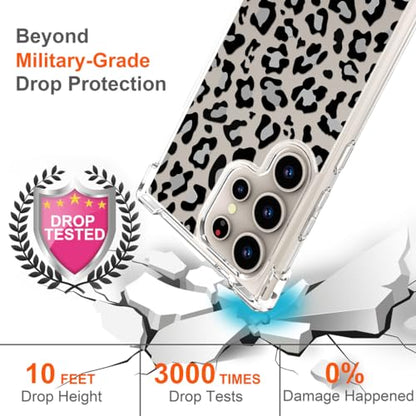 Hungo Galaxy S24 Ultra Case Leopard Cheetah Cute Clear Design, Girly for Women Girls Floral Transparent Case Compatible with Samsung Galaxy S24 Ultra Leopard Cheetah Print - color: Leopard Cheetah