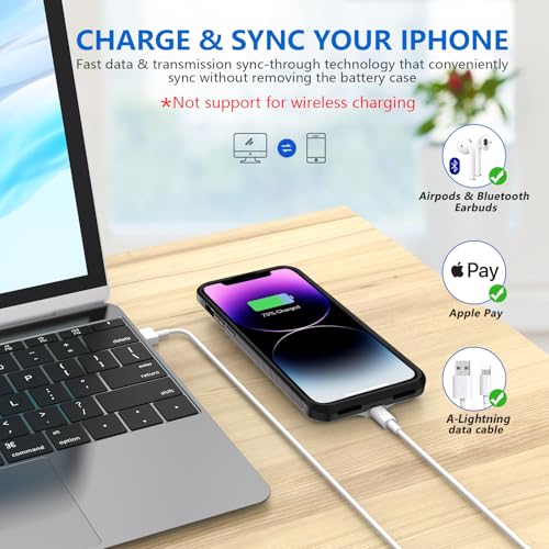 ZENEE for iPhone 14/14 Pro/13/13 Pro Battery Case【2026 Upgrade】，Powerful 7000mAh Charge Cover Protective TPU with Shockproof Bumper for iPhone 13/13 pro/14 pro/14 Charging Case -6.1inch,Black