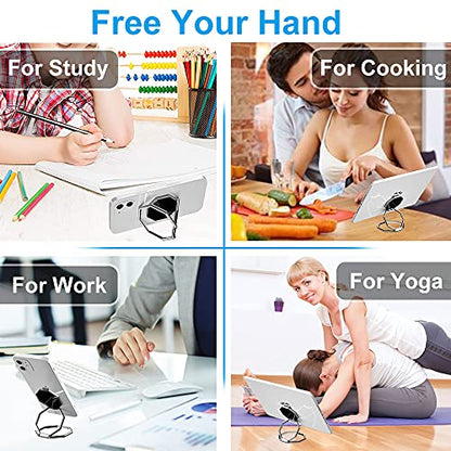 Cellphone Ring Holder Finger Kickstand, Foldable 360° Rotation Cell Phone Stand for Desk, Magnetic Car Mount, Metal Multi-Angle for Phone Back Grip Compatible with iPhone, iPad (Silver) - color: Silver