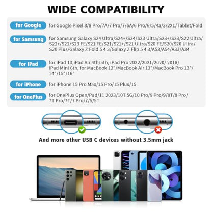USB C Earbuds for iPhone 18 Pro Max Duo 17 Air 16 15 Plus/iPad, Silver - color: Silver