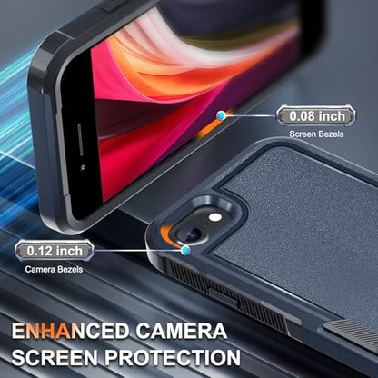Case for iPhone 8/7/SE 2022 2020, with Screen Protector,Military Grade Heavy Duty Shockproof Phone Cover with Wrist Lanyard Strap for iPhone 8/7/SE 2nd 3rd 4.7 inch,Navy Blue | with Screen Protector+Wrist Lanyard Strap,Heavy Duty Shockproof Case for iPhon