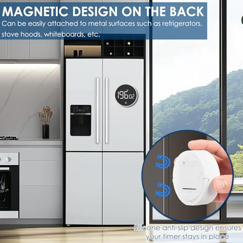 Digital Timer Magnetic Timer 200 Minute Countdown Count Up Battery Powered Magnetic Digital Upright Desk with Hidden Stand for Cooking Baking