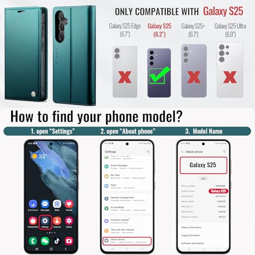 for Samsung Galaxy S25 5G 2in1 Detachable Wallet Case, Blue Green | Compatible with Magsafe, Magnetic, RFID Blocking Card Holder, Shockproof, Kickstand, Wireless Charging, PU Leather Flip Cover - color: Fashion Blue Green, size: Galaxy S25 - 6.2"