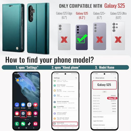 for Samsung Galaxy S25 5G 2in1 Detachable Wallet Case, Blue Green | Compatible with Magsafe, Magnetic, RFID Blocking Card Holder, Shockproof, Kickstand, Wireless Charging, PU Leather Flip Cover - color: Fashion Blue Green, size: Galaxy S25 - 6.2"