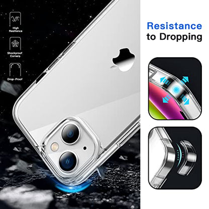 JETech Case for iPhone 14, Anti-Yellowing, Clear | Shockproof Protection, Scratch Resistant Hard PC Back, Durable Transparent TPU Bumper - color: Clear, size: iPhone 14
