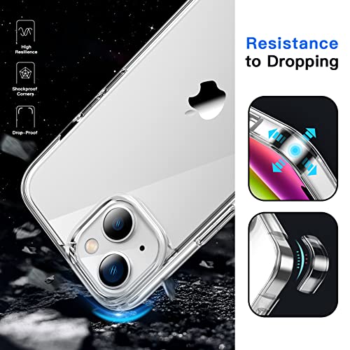 JETech Case for iPhone 14, Anti-Yellowing, Clear | Shockproof Protection, Scratch Resistant Hard PC Back, Durable Transparent TPU Bumper - color: Clear, size: iPhone 14