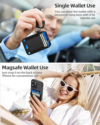 For Magsafe Wallet, 7 Card Holder, RFID Blocking, Strongest Magnet | Magnetic Wallet for iPhone 17/16/15/14/13/12 Series, for Magsafe Card Holder with 2 Card Slots, Vegan Leather, Slim, Black - color: Black