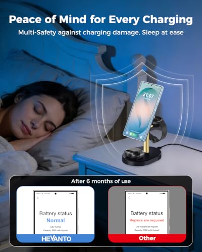 Hevanto 3 in 1 Wireless Charger for Samsung Galaxy, 15W MagSafe Charging - color: GoldBlack, size: 15W