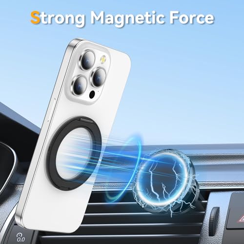 360° Rotation Cell Phone Ring Holder Stand Compatible iPhone & Most Phones - color: Black