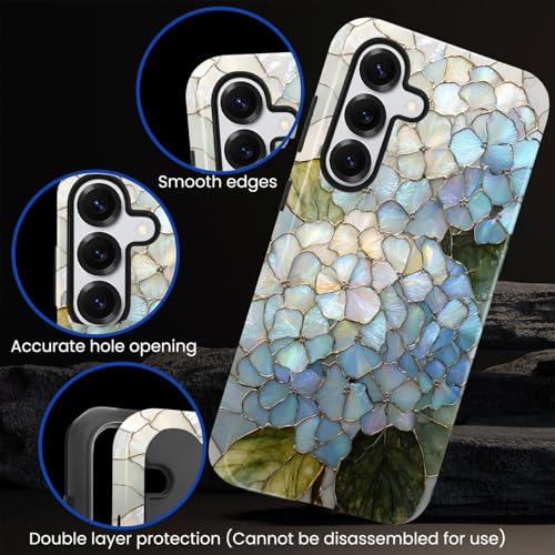 Compatible with Samsung Galaxy S25 Plus Case,Glossy Case All-Round Protection Shockproof Anti-Scratches TPU Cover,Cases for Man Woman-Hydrangeas Bush Stained Glass - color: Hydrangeas Bush Stained Glass, size: Galaxy S25 Plus
