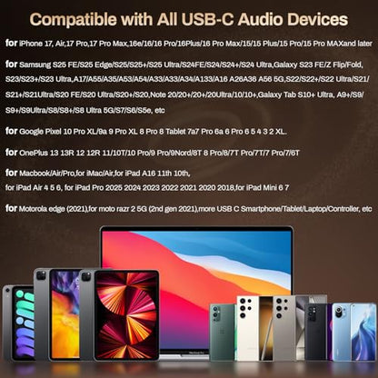 3 Pack Wired Earbuds USB C,Headphones Microphone for iPhone 17/16/15