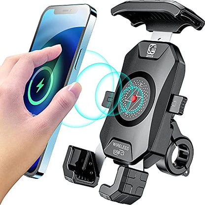 KEWIG Motorcycle Phone Mount Qi 15W Wireless & USB C 20W Fast Charging Port