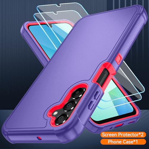 for Samsung Galaxy A16 5G Case : 3-Layer Shockproof Phone Cover with HD Screen Protector,Hybrid Protective Military-Grade Drop Protection for Galaxy A16 5G Phone Case(Violet/Pink) - color: Violet/Pink