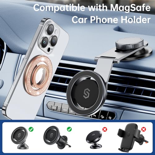Syncwire Magnetic Phone Grip for MagSafe,Sparkle Ring Holder,Glitter Silver - color: Rose Gold