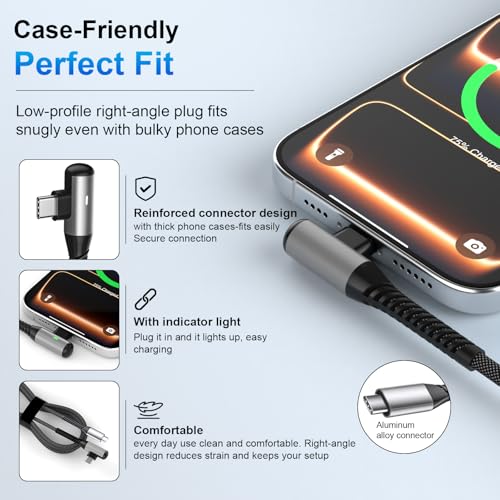 USB C Cable 10FT 240W Right Angle C to C Fast Charging Cable,Black - color: Black, size: 10 Feet