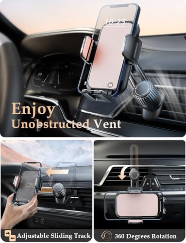 2026 Car Phone Holder [Never Blocking Vent] with Wide Clamp - color: Pink
