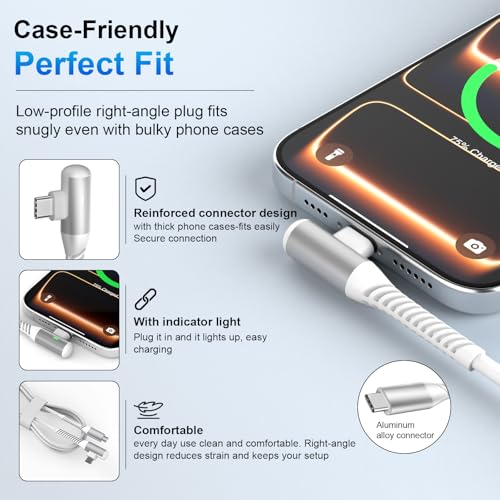 USB C Cable 16FT 240W Right Angle C to C Fast Charging Cable,White - color: White, size: 16 Feet