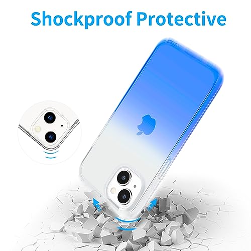JJGoo Compatible with iPhone 14 Case Clear, Soft Shockproof Protective Slim Thin Phone Bumper Cover Transparent Phone Case, Gradient Blue - color: Gradient Blue