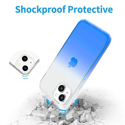 JJGoo Compatible with iPhone 14 Case Clear, Soft Shockproof Protective Slim Thin Phone Bumper Cover Transparent Phone Case, Gradient Blue - color: Gradient Blue