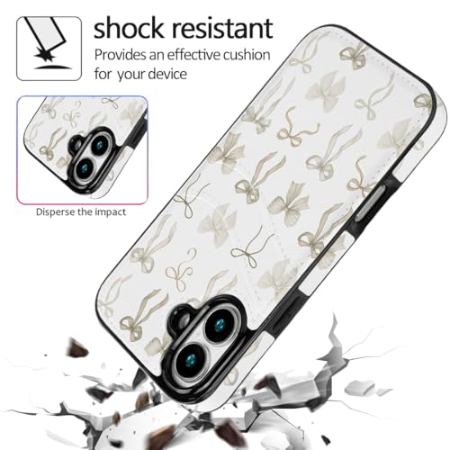 Compatible with iPhone 17 Wallet Case with Card Holder (2 Cards), Shockproof Soft TPU Protective Cover Women Girls, Card Holder Case for iPhone 17 6.3 Inch (Pastel Ribbon Bow) - color: Pastel Ribbon Bow, size: iPhone 17 6.3 inch