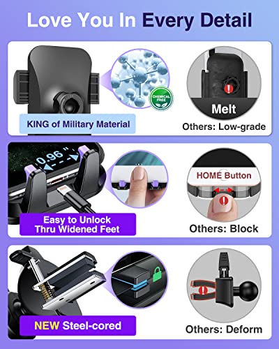VANMASS【85+LBS Strongest Suction & Military-Grade Ultimate Car Phone Mount - color: Purple