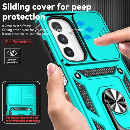for Samsung Galaxy A17 / Galaxy A26 5G Case, with Slide Camera Cover HD Screen Protector [Military Grade Drop Tested] Ring Holder Kickstand Protective Phone Case for Samsung Galaxy A17, Mint - color: Mint w/ Slide Camera 2nd gen. Military Grade