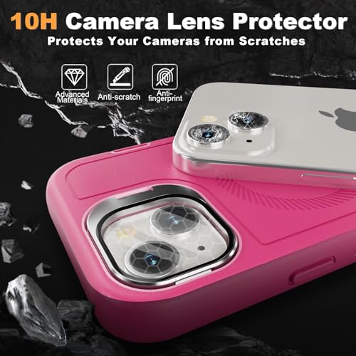 Follaroma for iPhone 13 Case with Stand & Built-in Camera Cover, MagSafe Compatible, Heavy-Duty Shockproof Protection, Magnetic & Rugged Phone Cover for iPhone 13 6.1'', Hot-Pink - color: Hot-pink
