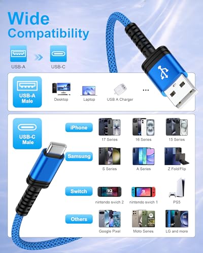 3FT USB A to USB C Car Play Charger Cord, iPhone 17 Fast Car Charging Cable - size: 3FT